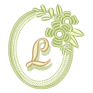 Matriz de bordado Alfabeto em Moldura Floral Letra L