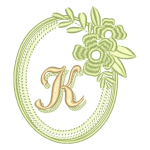 Matriz de bordado Alfabeto em Moldura Floral Letra K