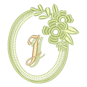 Matriz de bordado Alfabeto em Moldura Floral Letra J