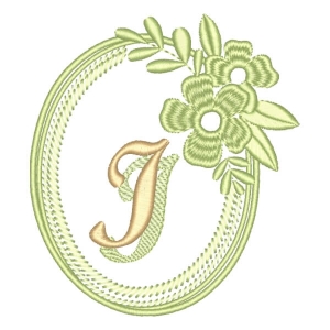 Matriz de bordado Alfabeto em Moldura Floral Letra I