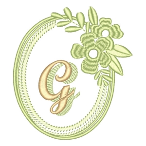 Matriz de bordado Alfabeto em Moldura Floral Letra G