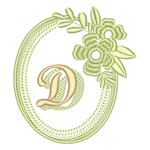 Matriz de bordado Alfabeto em Moldura Floral Letra D