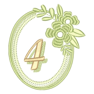 Matriz de bordado Alfabeto em Moldura Floral Número 4