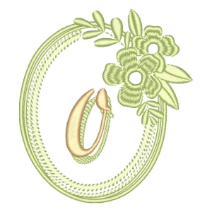 Matriz de bordado Alfabeto em Moldura Floral Número 0