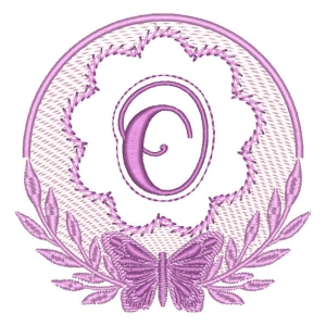 Butterfly Frame Letter O (Quick Stitch) Embroidery Design