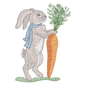 Bunny with Carrot (Realistic) Embroidery Design
