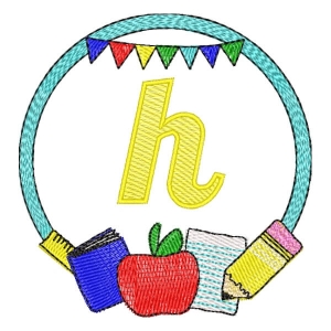 Back to School Frame Letter H Embroidery Design
