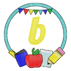 Back to School Frame Letter B Embroidery Design