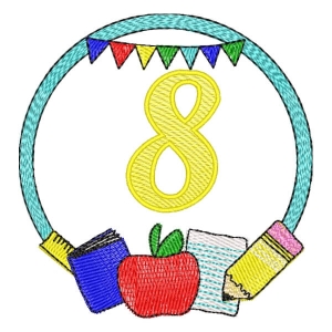 Back to School Frame Number 8 Embroidery Design