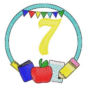 Back to School Frame Number 7 Embroidery Design