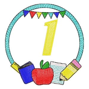 Back to School Frame Number 1 Embroidery Design