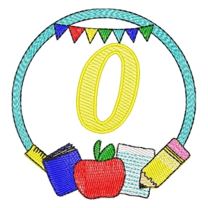 Back to School Frame Number 0 Embroidery Design