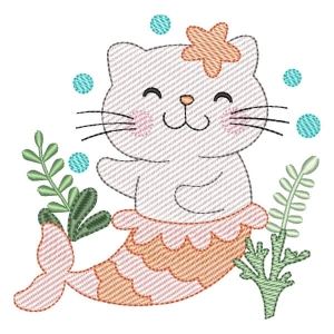 Cat Mermaid (Quick Stitch) Embroidery Design