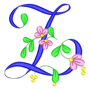 Monogram with Flower Letter Z Embroidery Design