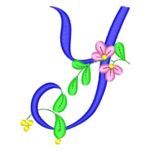 Monogram with Flower Letter Y Embroidery Design