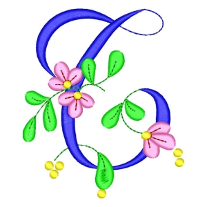 Monogram with Flower Letter T Embroidery Design