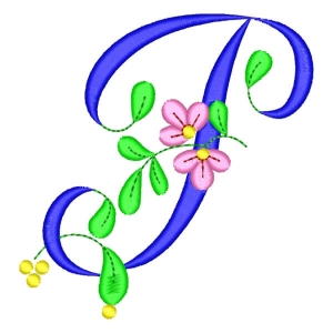 Monogram with Flower Letter P Embroidery Design