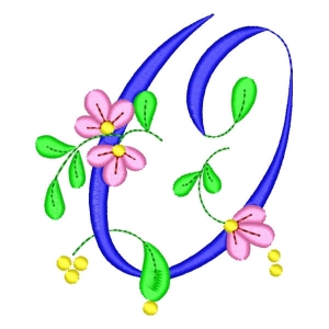 Monogram with Flower Letter O Embroidery Design