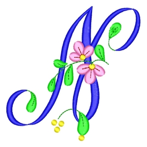 Monogram with Flower Letter N Embroidery Design