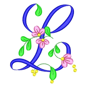 Monogram with Flower Letter L Embroidery Design