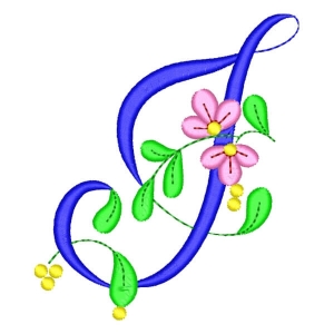 Monogram with Flower Letter J Embroidery Design
