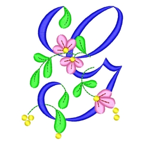 Monogram with Flower Letter G Embroidery Design