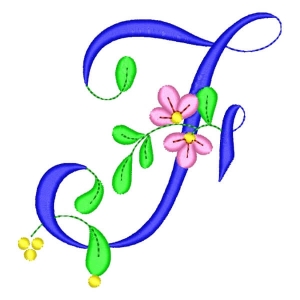 Monogram with Flower Letter F Embroidery Design