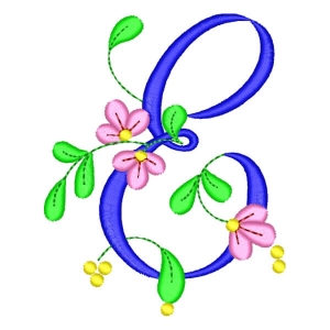Monogram with Flower Letter E Embroidery Design