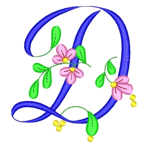 Monogram with Flower Letter D Embroidery Design