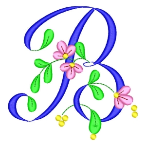 Monogram with Flower Letter B Embroidery Design