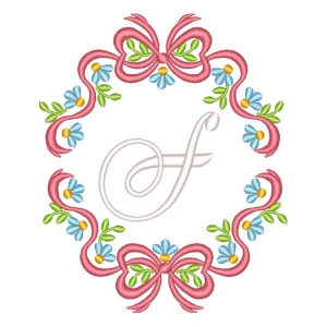 Letter F in Frame Embroidery Design
