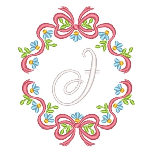 Letter J in Frame Embroidery Design