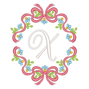 Letter X in Frame Embroidery Design