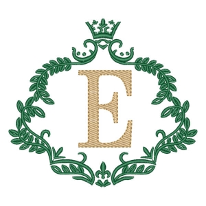 Matriz de bordado Letra E em Moldura