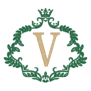 Letter V in Frame Embroidery Design