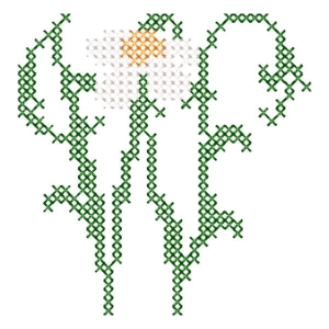 Monogram with Flower Letter W (Cross Stitch) Embroidery Design