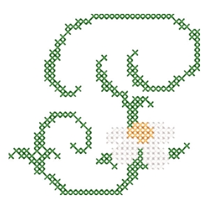Monogram with Flower Letter P (Cross Stitch) Embroidery Design