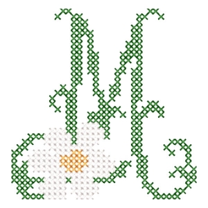 Monogram with Flower Letter M (Cross Stitch) Embroidery Design