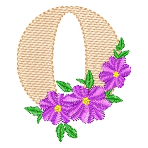 Matriz de bordado Monograma com Floral Letra O (Ponto Cruz)