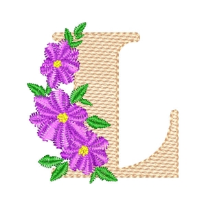 Matriz de bordado Monograma com Floral Letra L (Ponto Cruz)