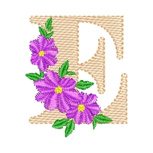 Matriz de bordado Monograma com Floral Letra E (Ponto Cruz)