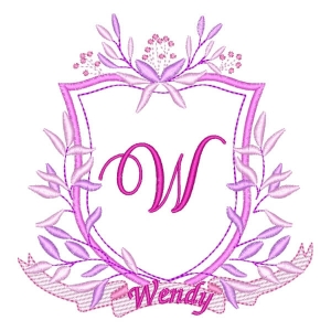Letter W and Name in Frame Embroidery Design