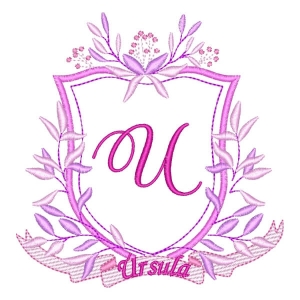 Letter U and Name in Frame Embroidery Design