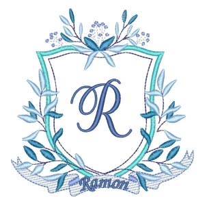 Letter R and Name in Frame Embroidery Design
