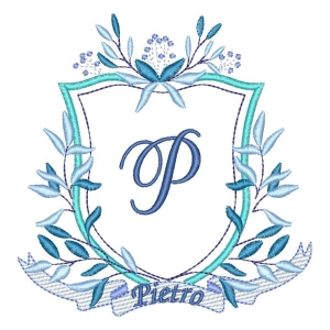 Letter P and Name in Frame Embroidery Design
