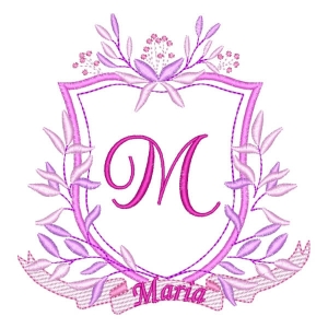 Letter M and Name in Frame Embroidery Design