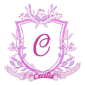 Letter C and Name in Frame Embroidery Design