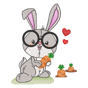 Bunny with Carrots (Quick Stitch) Embroidery Design