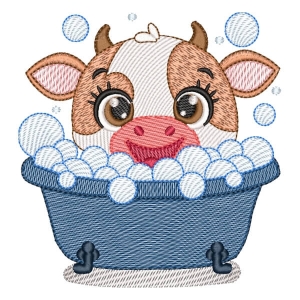 Cow Taking a Shower (Quick Stitch) Embroidery Design