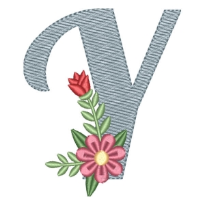 Matriz de bordado Monograma Floral Letra Y (Pontos Leves)